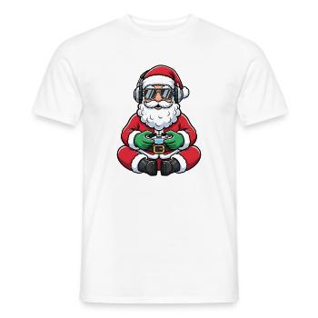Père Noël joueur jouant à la manette de jeu vidéo - T-shirt homme - blanc - Devant - AI Model Male 178 dark (178cm)