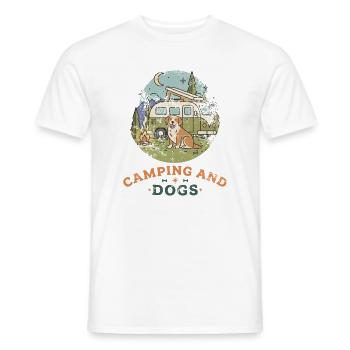Camping And Dogs - Men's T-Shirt - white - Front - AI Model Male 178 dark (178cm)