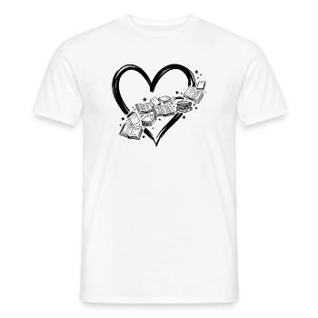 Book Lover T-shirt: Heart of Books Design, Reading - Men's T-Shirt - white - Front - AI Model Male 178 dark (178cm)