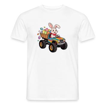 Easter bunny in the monster truck - Men's T-Shirt - white - Front - AI Model Male 178 dark (178cm)