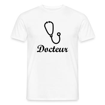 Docteur stéthoscope professionnel santé - T-shirt homme - blanc - Devant - AI Model Male 178 dark (178cm)