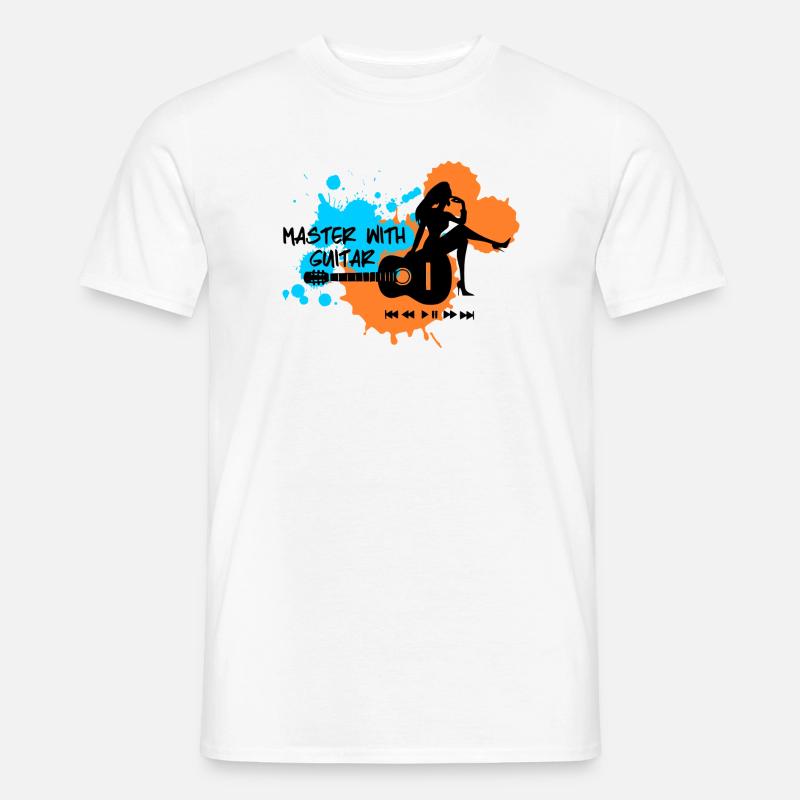 Master with guitar - Blau Orange - Männer T-Shirt - Weiß