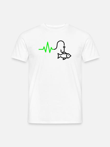ECG Heart Rate Fish Hook Outline - Men's T-Shirt - white