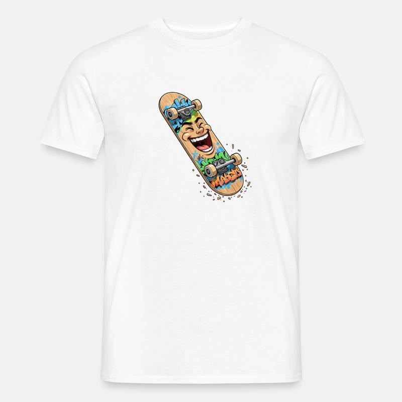 Lachender Skateboard Graffiti - Männer T-Shirt - Weiß