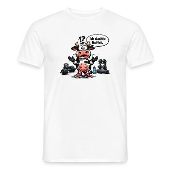 Cadeau de la vache humoristique de la vache à la salle de sport - T-shirt homme - blanc - Devant - AI Model Male 178 dark (178cm)