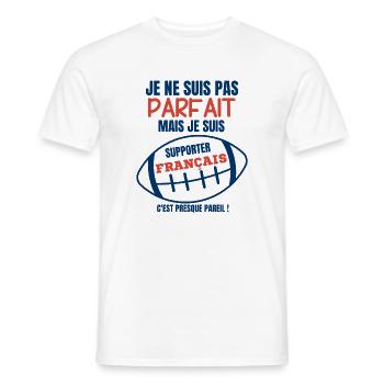 Supporter Rugby Français Humour - T-shirt homme - blanc - Devant - AI Model Male 178 dark (178cm)