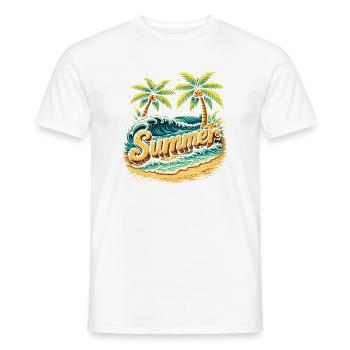 Palmen Strand Wellen Illustration - Männer T-Shirt - Weiß - Vorne - AI Model Male 178 dark (178cm)