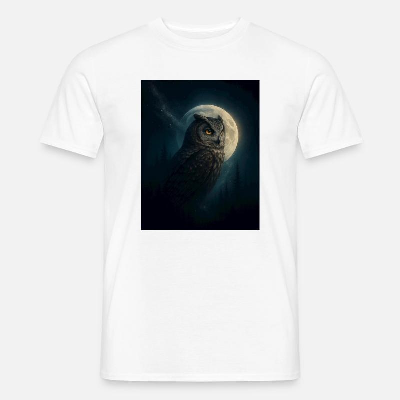 Eule im Nachtwald - Männer T-Shirt - Weiß