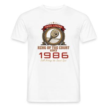 Padel Legend 1986, T-shirt d’anniversaire, sweat à capuche, tasse - T-shirt homme - blanc - Devant - AI Model Male 178 dark (178cm)