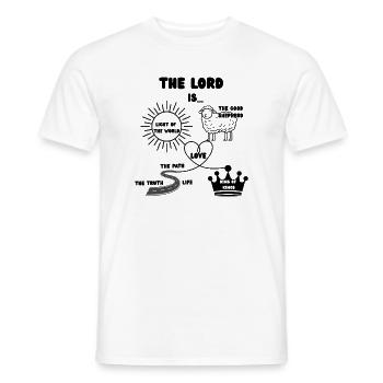 Le Seigneur est - Amour Roi Voie Vérité Vie Lumière - T-shirt homme - blanc - Devant - AI Model Male 178 dark (178cm)