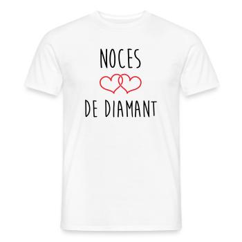 Anniversaire Mariage - Noces de Diamant (60 ans) - T-shirt homme - blanc - Devant - AI Model Male 178 dark (178cm)