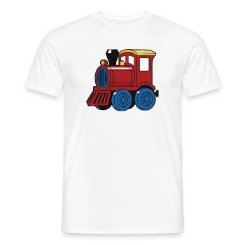 Locomotive à vapeur de chemin de fer mignonne pour enfants - T-shirt homme - blanc - Devant - AI Model Male 178 dark (178cm)