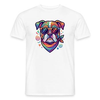 Art abstrait : Motif de lunettes de soleil Bulldog - T-shirt homme - blanc - Devant - AI Model Male 178 dark (178cm)