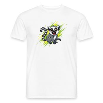 Lémurien joyeux avec fond de faisceau - T-shirt homme - blanc - Devant - AI Model Male 178 dark (178cm)