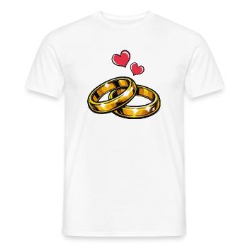 Golden Wedding Rings with Hearts - Men's T-Shirt - white - Front - AI Model Male 178 dark (178cm)