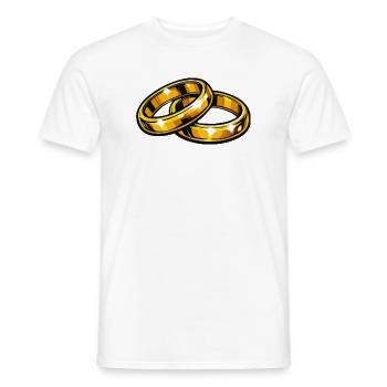 Anneaux de mariage en or Symbole de l’Éternité - T-shirt homme - blanc - Devant - AI Model Male 178 dark (178cm)