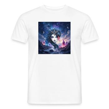 Star Queen with Swan and Crystals - Men's T-Shirt - white - Front - AI Model Male 178 dark (178cm)