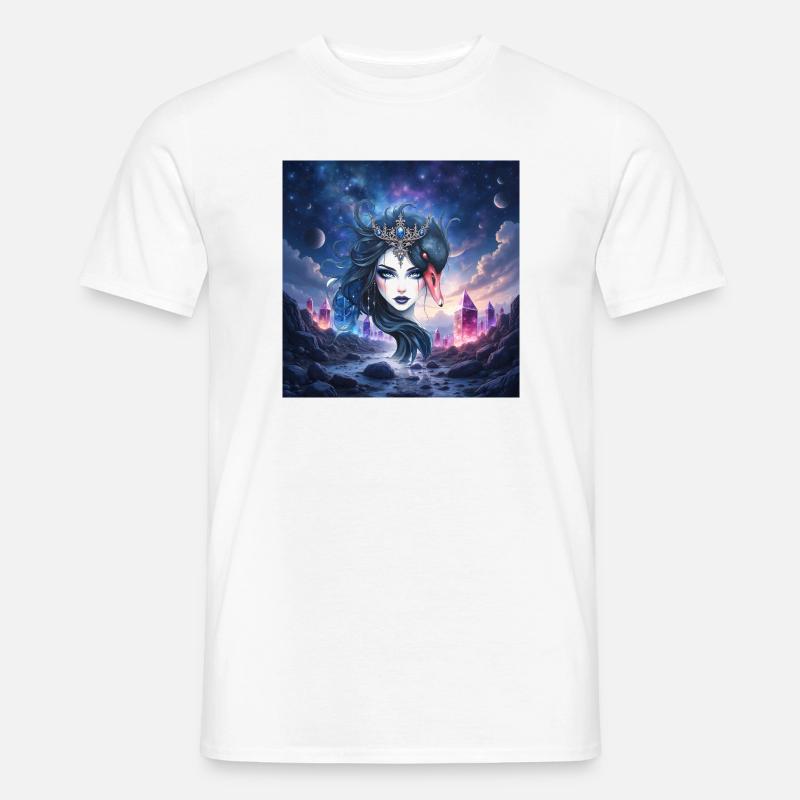 Regina Stellare con Cigno e Cristalli - T-shirt uomo - bianco