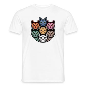 Multi-coloured cat round colourful cats - Men's T-Shirt - white - Front - AI Model Male 178 dark (178cm)