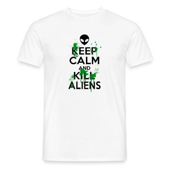 Bleib ruhig und töte lustige Aliens - Männer T-Shirt - Weiß - Vorne - AI Model Male 178 dark (178cm)