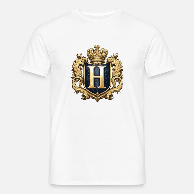 H Buchstabe Name Krone - Männer T-Shirt - Weiß