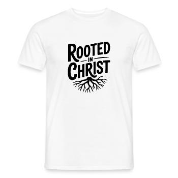 Rooted in Christ - Men's T-Shirt - white - Front - AI Model Male 178 dark (178cm)