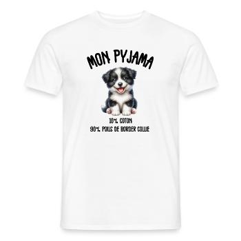 Pyjama Drôle Chien Border Collie - T-shirt homme - blanc - Devant - AI Model Male 178 dark (178cm)