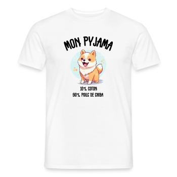 Shiba Humor Dog Pajamas - Men's T-Shirt - white - Front - AI Model Male 178 dark (178cm)