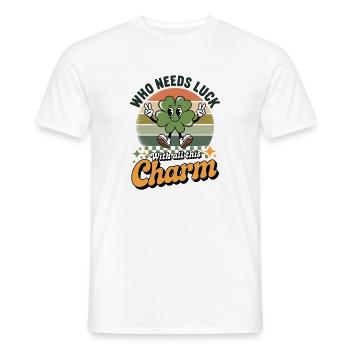 Kleeblatt Charm Retro Glück - Männer T-Shirt - Weiß - Vorne - AI Model Male 178 dark (178cm)