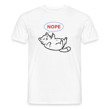 Lachende Katze Nope Mittelfinger - Männer T-Shirt - Weiß - Vorne - AI Model Male 178 dark (178cm)