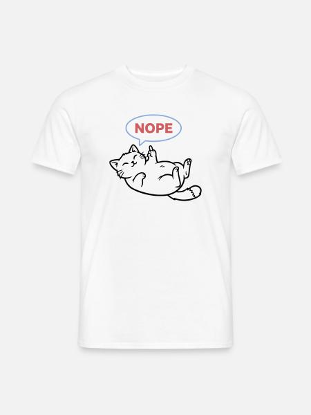 Laughing Cat Nope Middle Finger - Men's T-Shirt - white