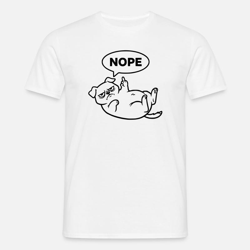 Mops Hund Mittelfinger Nein - Männer T-Shirt - Weiß