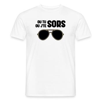 Entweder du gehst raus oder ich bin raus – Claudy Focan - Männer T-Shirt - Weiß - Vorne - AI Model Male 178 dark (178cm)