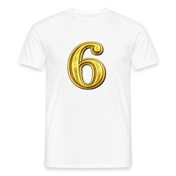 Golden Numeral 6 Ornament - Men's T-Shirt - white - Front - AI Model Male 178 dark (178cm)