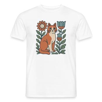 Katzengarten Blütenfreund Katze - Männer T-Shirt - Weiß - Vorne - AI Model Male 178 dark (178cm)