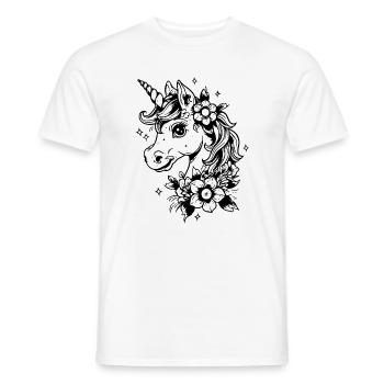 Unicorn with flowers - Men's T-Shirt - white - Front - AI Model Male 178 dark (178cm)
