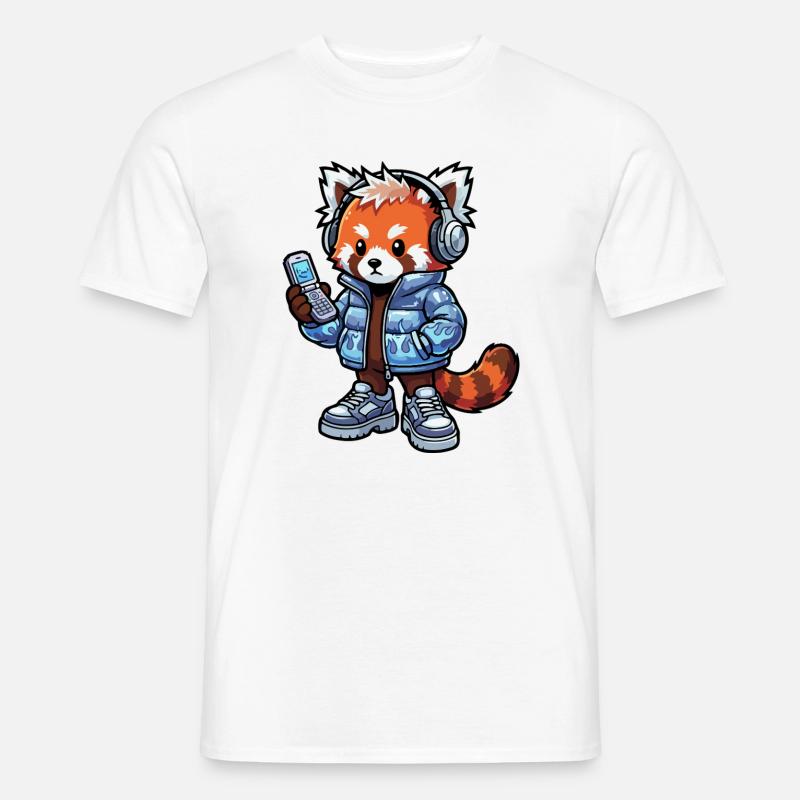 Roter Panda mit Kopfhörern 90er - Männer T-Shirt - Weiß