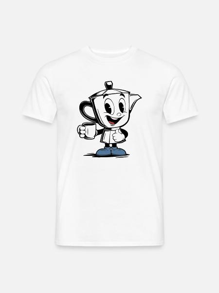 Vintage Moka Pot Mascot - Men's T-Shirt - white