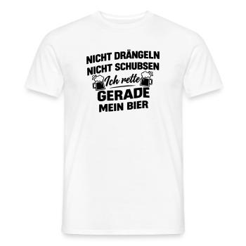 Please don't push, I've got beer in my hand - Men's T-Shirt - white - Front - AI Model Male 178 dark (178cm)