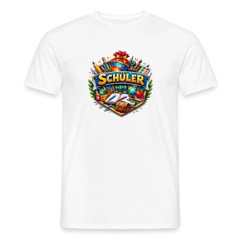 Schüler Lernwelt Sticker Design - Männer T-Shirt - Weiß - Vorne - AI Model Male 178 dark (178cm)