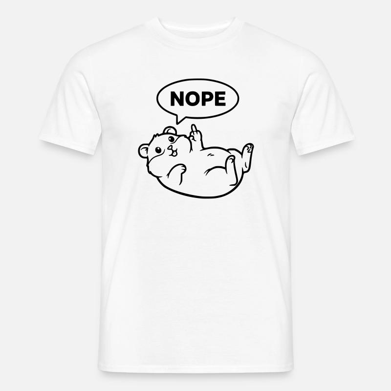 Hamster Mittelfinger Nope Lineart - Männer T-Shirt - Weiß