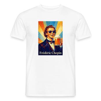 Retro Beer Portrait in Warm Sunbeams - Men's T-Shirt - white - Front - AI Model Male 178 dark (178cm)