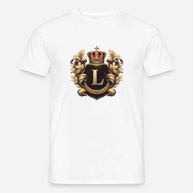 L Buchstabe Name Krone - Männer T-Shirt - Weiß