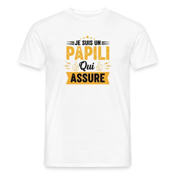 Papili Who Ensures Funny Humor Man Party Of Grandpas - Men's T-Shirt - white - Front - AI Model Male 178 dark (178cm)