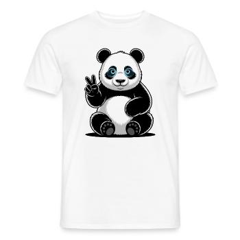 Panda Peace Sign Cartoon - Men's T-Shirt - white - Front - AI Model Male 178 dark (178cm)