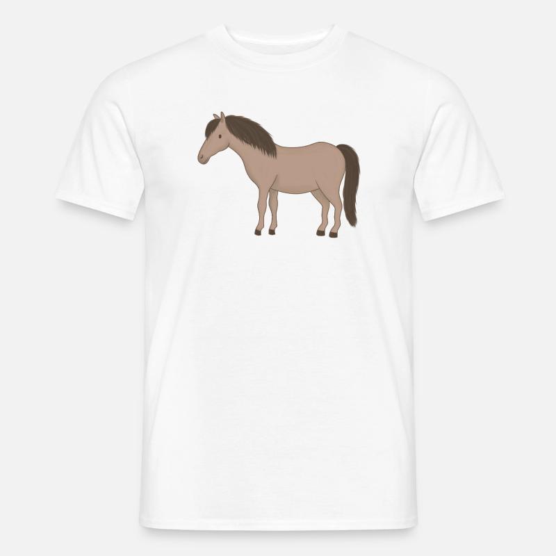 Beiges Pferd mit dunkler Mähne - Männer T-Shirt - Weiß