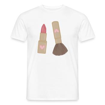 Heart Lip Lipstick & Brush Charm - Men's T-Shirt - white - Front - AI Model Male 178 dark (178cm)