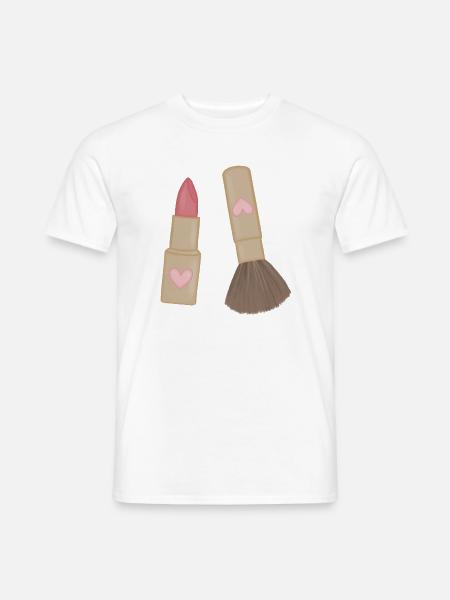 Heart Lip Lipstick & Brush Charm - Men's T-Shirt - white
