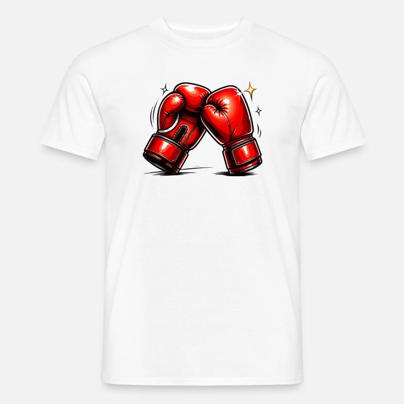 Rote Boxhandschuhe Kraft und Dynamik - Männer T-Shirt - Weiß