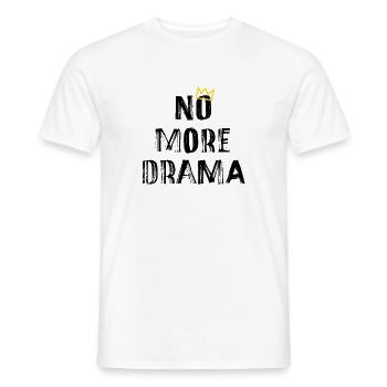 No More Drama – Clear Typography Saying - Men's T-Shirt - white - Front - AI Model Male 178 dark (178cm)